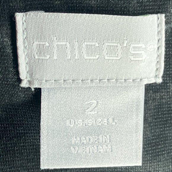 Chico's 2 Gray Black Leopard Print Pointe Knit Stretch Tunic Top Large L 12 - Picture 8 of 9